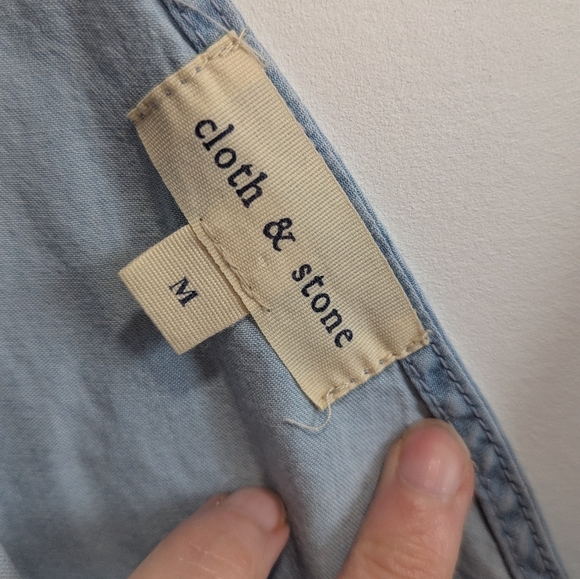 Cloth & Stone Anthropologie Romper Jumpsuit Sleeveless Chambray 100% Tencel, M - Picture 2 of 8